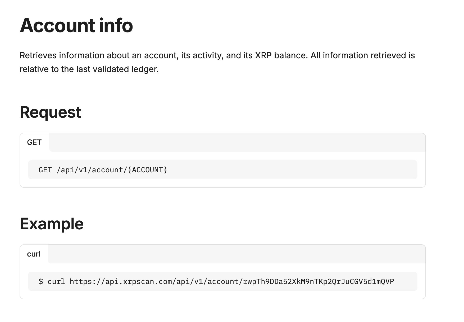 A screenshot of XRPScan APIs